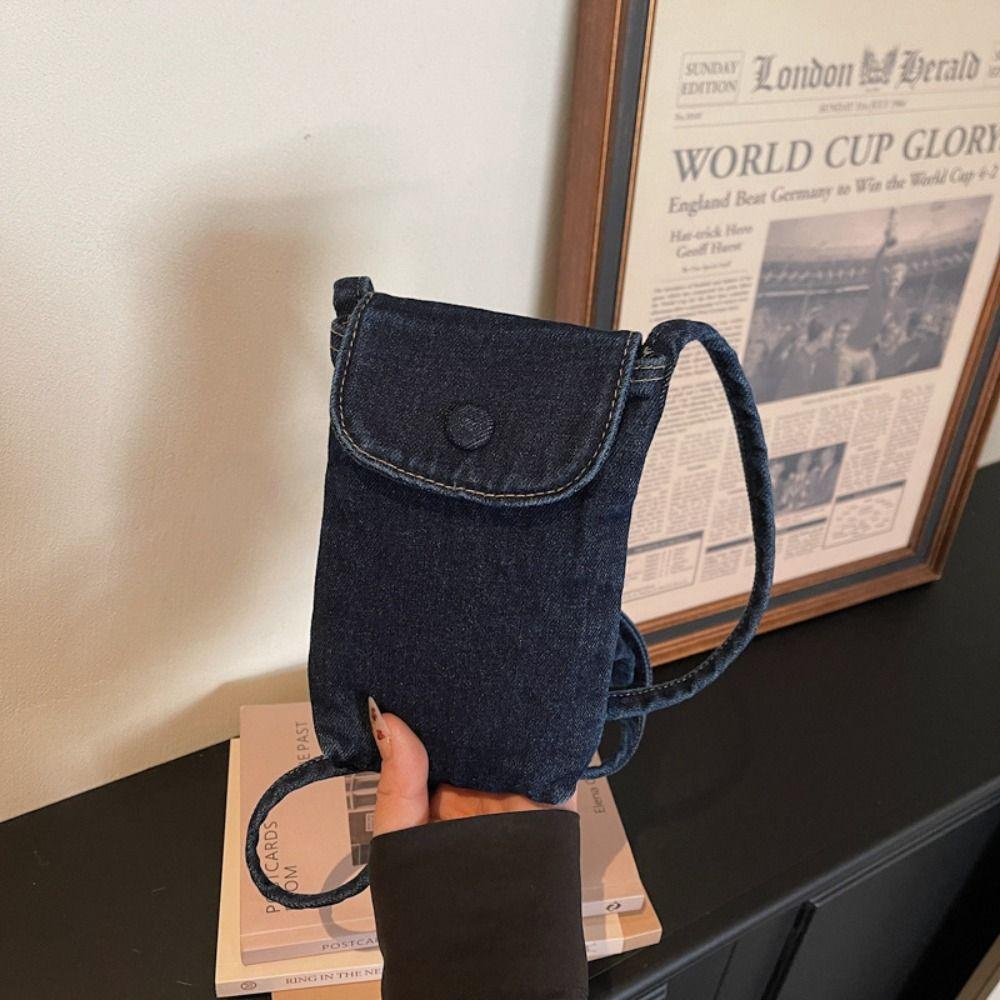 Simple Y2K Denim Crossbody Bag Large Capacity Solid Color Canvas Bag Retro Handbag Jeans Messenger Bag Women&Men