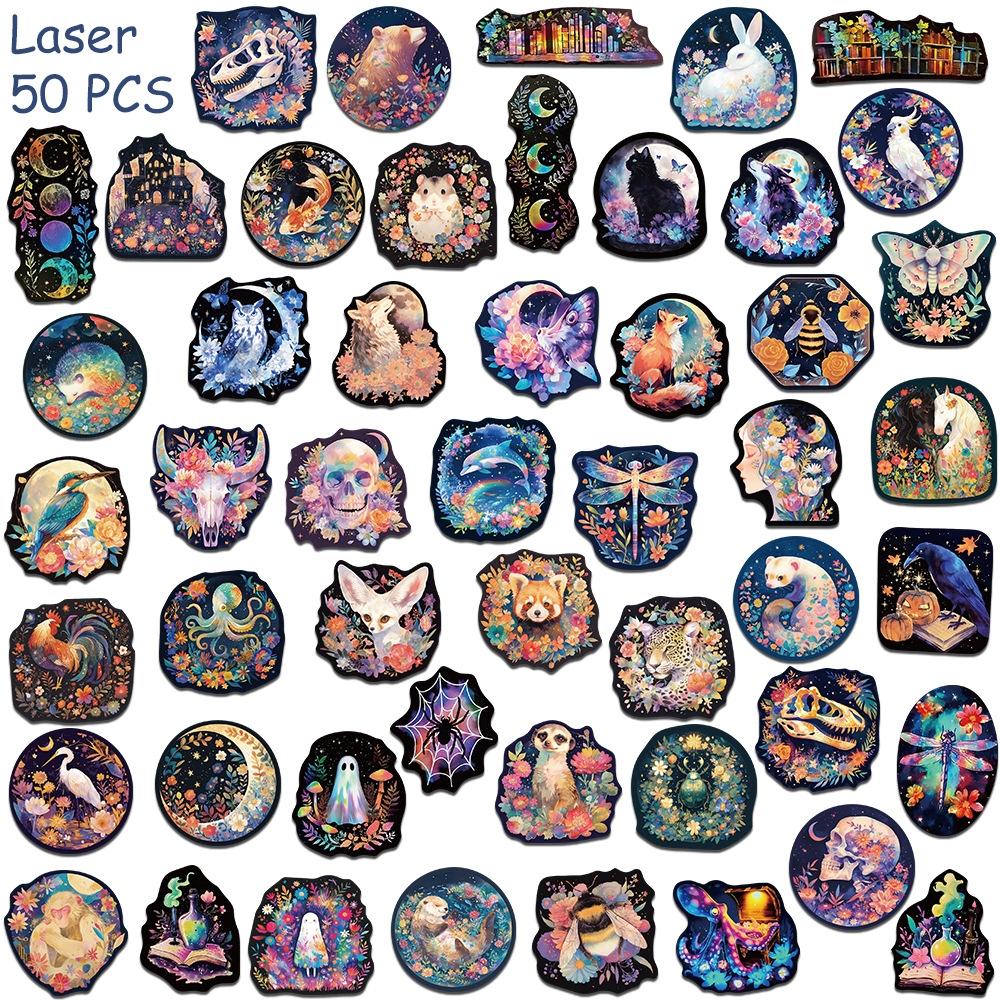 Vintage Animal Stickers, 50 Pcs - Retro Decals for Scrapbooking, Laptops and Bottles