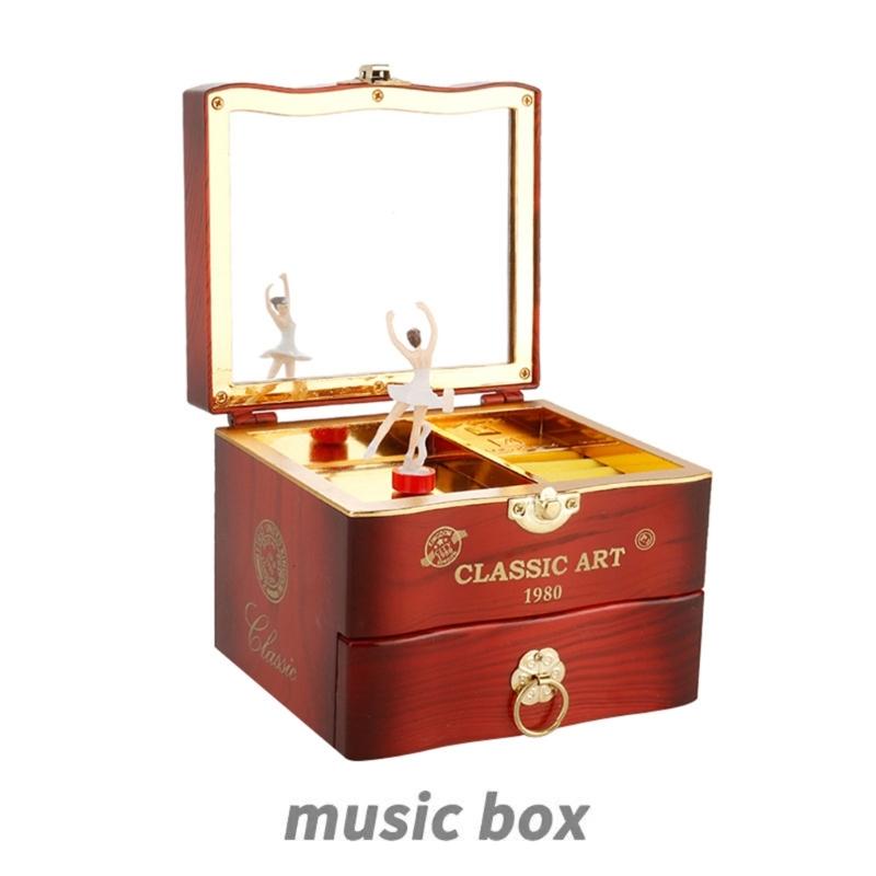 Sound Music Box With Elegant Rotating Jewelry Designs ABS Metal Wind Up Music Box for Relaxation & Decorative Use