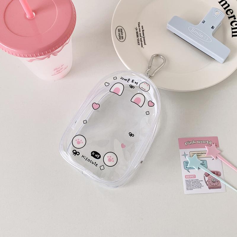 Cartoon Clear Outdoor Bag Doll Toy Transparent Display Bag Storage Box Pouch Mystery Box With Keychain Cute Doll Bag