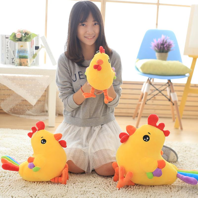 Colorful Chicken Chick Doll Rainbow Chicken Cock Hen Yellow Chicken Plush Toy Doll Simulation Doll Children'S Gift