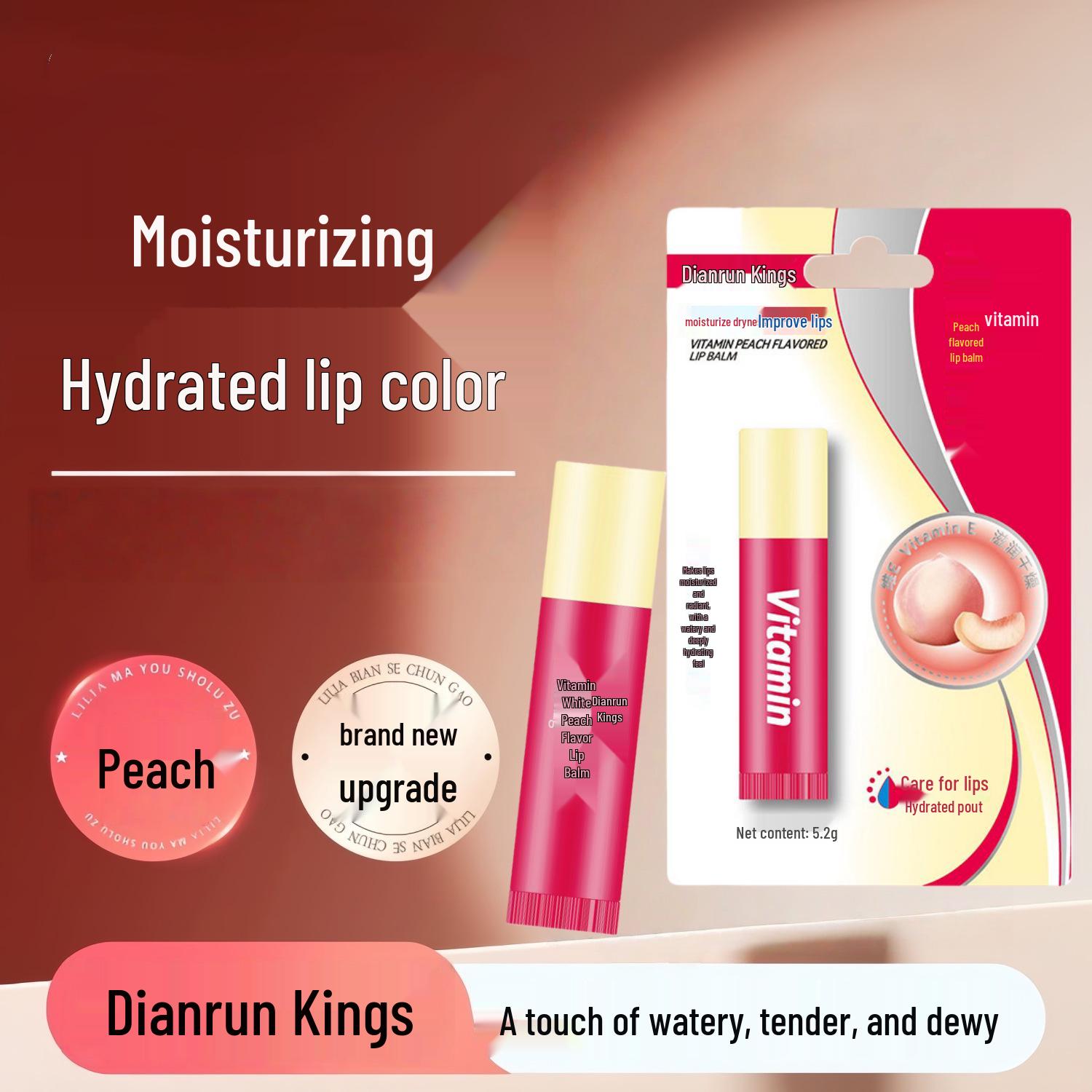 

Vitamin E Peach Lip Balm – Moisturizing Care for Dry, Cracked Lips, Unisex