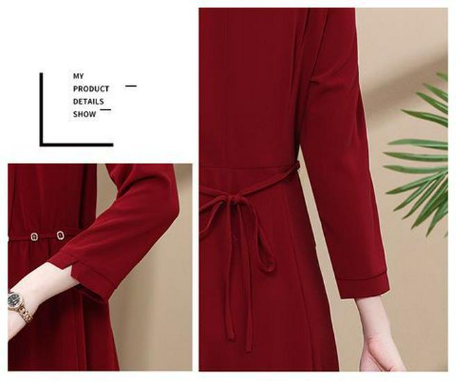 Rochie Elegantă Midi pentru Femei de Vârstă Mijlocie - Croială Slim, Ținută Stilată pentru Banchet de Nuntă de Primăvară/Toamnă