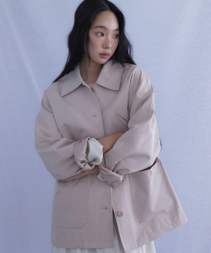 Ouro Cotton Sapari Trench Jacket [ Powder Pink ]