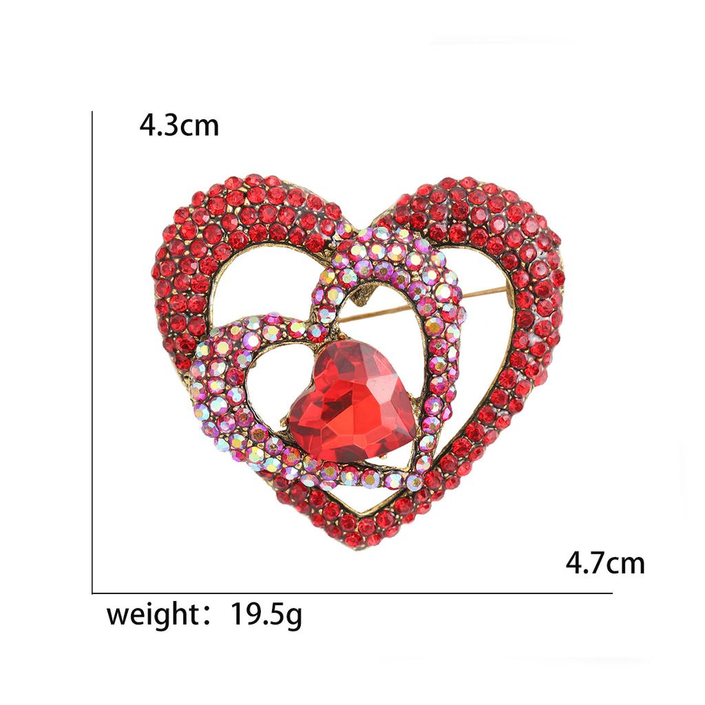 Rhinestone Love Brooches for Women Unisex Enamel Heart Pins Banquet Party Backpack Gifts Jewelry Accessories