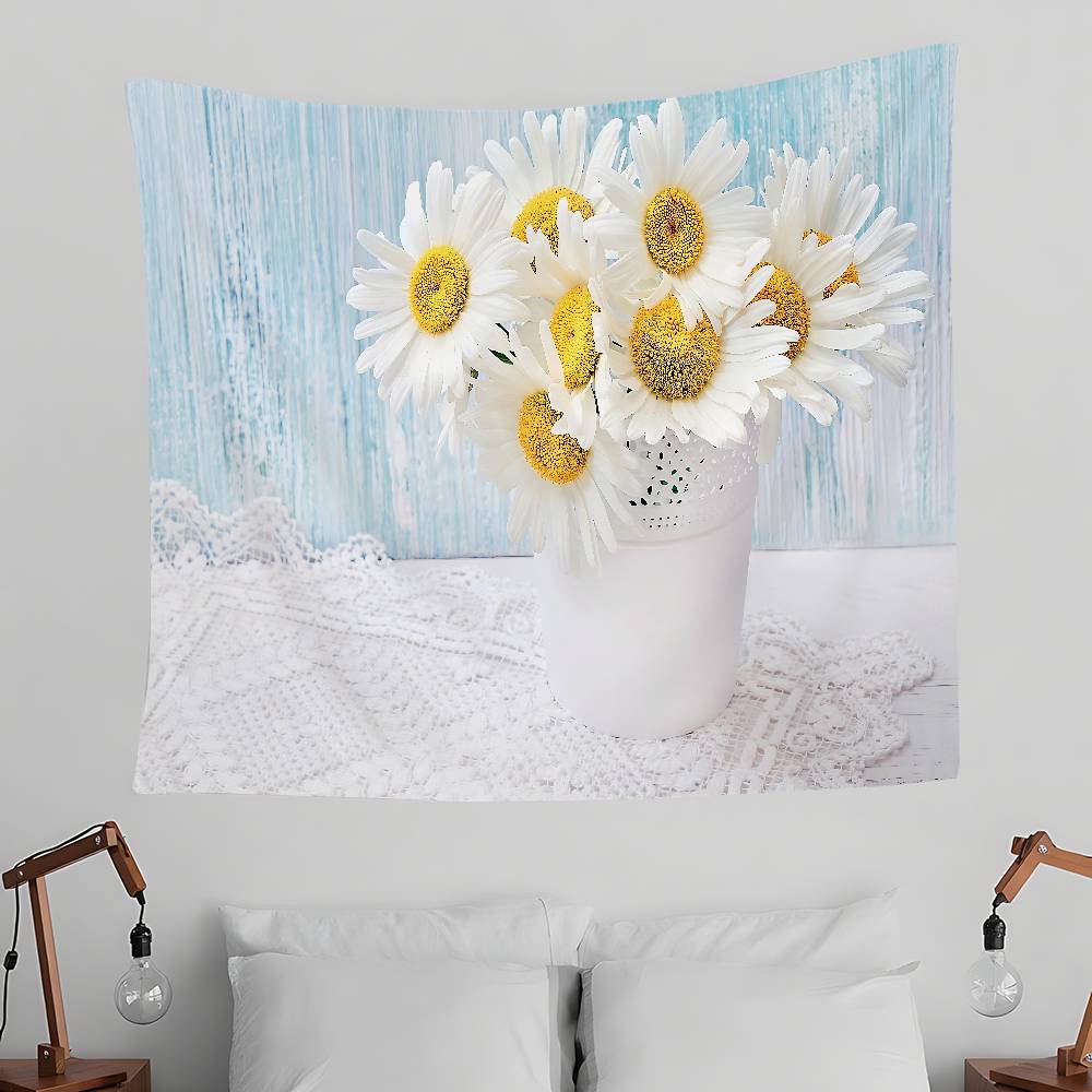 Rose Daisy Tapestry Wall Hanging Tapestry Art Deco Blanket Curtain Hanging At Home Bedroom Living Room Decor