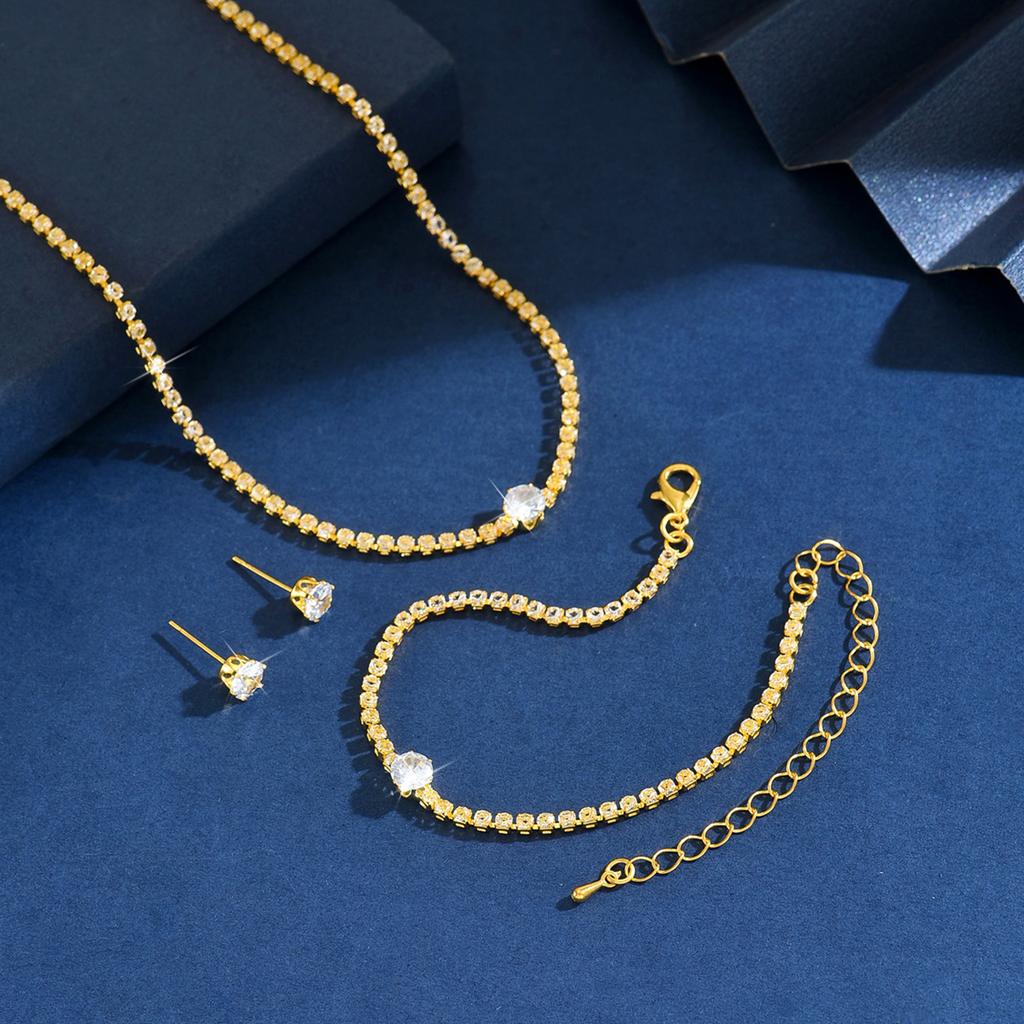 Ladies' fashionable, simple and versatile necklace, earring, bracelet, jewelry set suitable for daily wear, holiday gifts