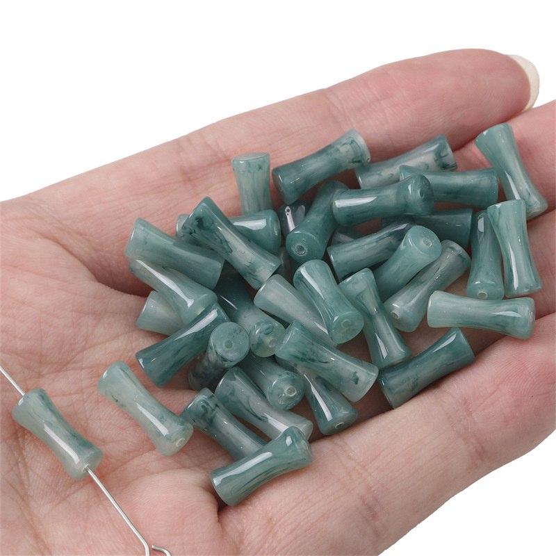 Green White Jade Jewelry Making Handmade Supplies Loose Spacer Beads Shape Porcelain Bracelet Necklace Bamboo Joint