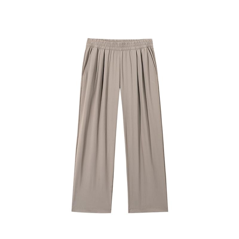 Anta Comfortable Casual Simple Versatile Breathable Straight Leg Knitted Sports Pants Women Bottoms Tamarind-Gray 962527313-3