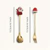 1 Set Xmas Party Fork Spoon Kits Christmas Stainless Steel Creative Tableware Set Glod Spoon Forks Decoration Cutlery Gift