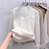 Women's Sweater Autumn/Winter Plush Warm Sweater Stylish Casual Half High Collar Knitted Sweater