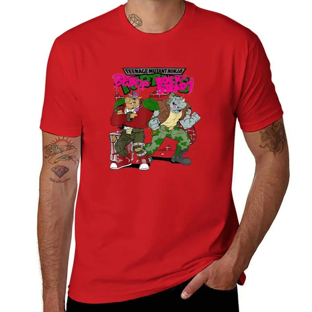 Bebop und Rocksteady Graffiti T-Shirt oversized süße Oberteile schlichte weiße T-Shirts Herren 2025 neues Modell