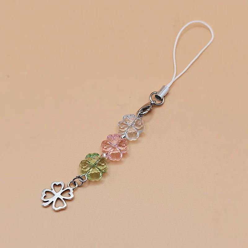 

Phone Charm Strap Korean Y2K DIY Beads Lanyard Keychain Cloud Clover Wrist Strap For iPhone For Galaxy Cute Bracelet For Women