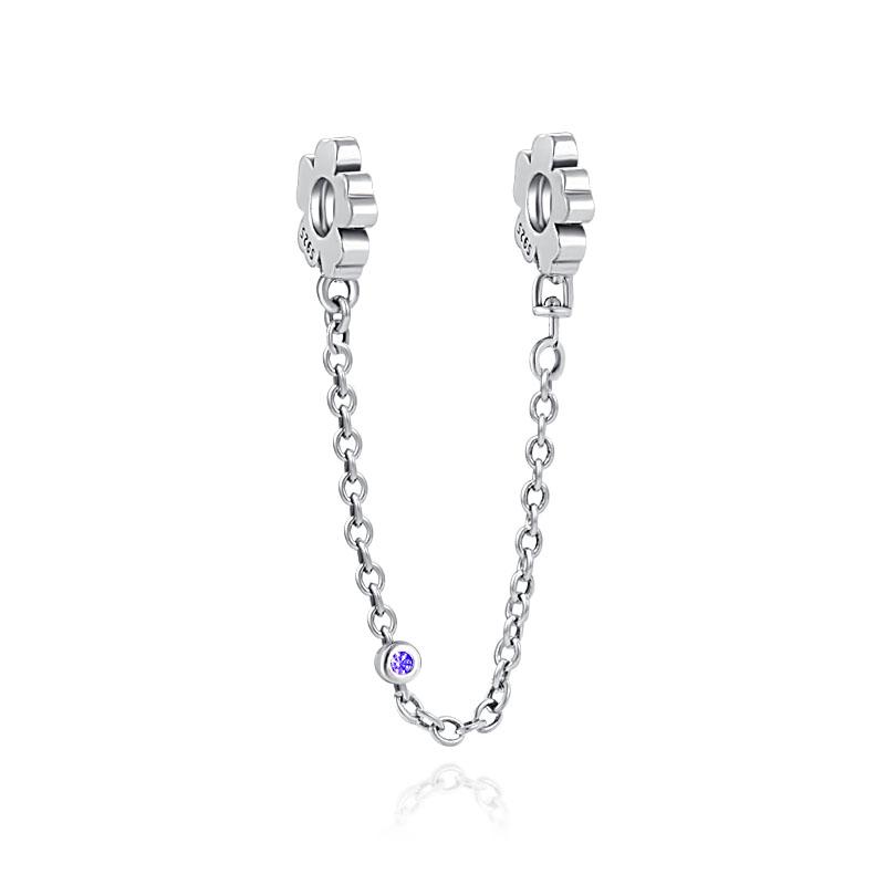 Coppersparkling Clear Sparkle Flower Butterfly Safety Chain Charm Bead Fit Original Pendant Diy Jewelry For Women