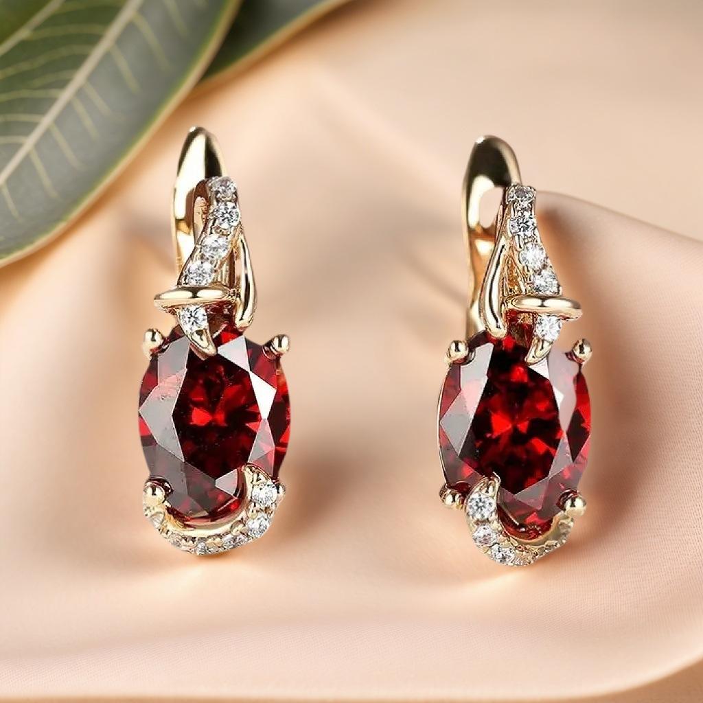 New colorful earrings exquisite copper inlaid zircon simple ear buckle light luxury high-end ear buckle earrings women