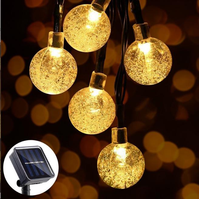 Waterproof Solar LED Bubble String Lights - Outdoor Starry Sky Atmosphere Decor 1.5m 10 Lights Battery Box