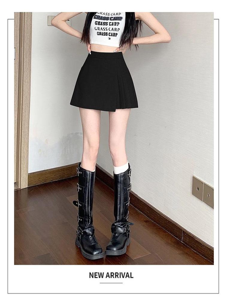 Spring 2025 Women's High-Waisted A-Line Culottes with Irregular Midi Skirt Design