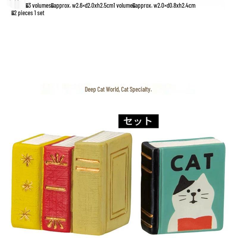 Japanese Zakka Kitsune-do Cat Bookshelf Miniature Display Scene