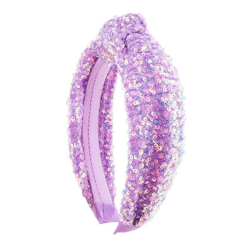 Yellow Glitter Knotted Headband Summer Knot Hair Bands Fashion Sequin Hair Hoop Women Girls Hair Accessories for Summer Theme Birthday Wedding Party