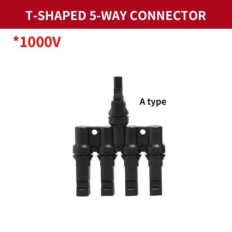 1/5/20/100 Pcs Photovoltaic Solar T Connector T-Type 2/3/4/5 Branch Male And Female Battery Module Panel PV Plug wire