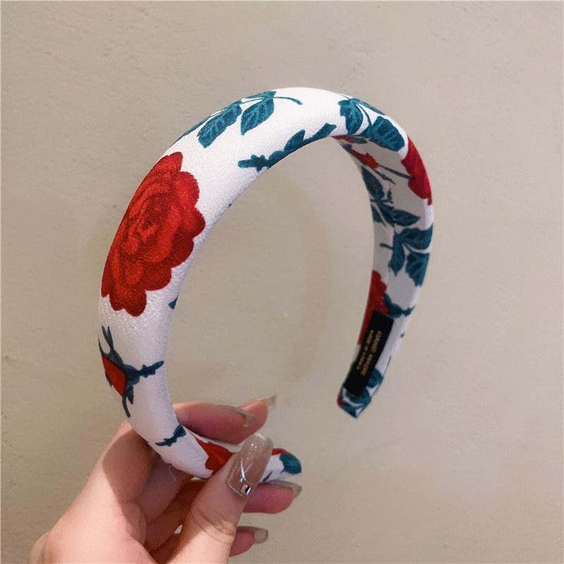 Kvinner Jenter Vakkert Roseblomst Trykk Hårbånd med Stor Sløyfe i Midten Moteabel Kvinne Fest Utendørs Hårtilbehør