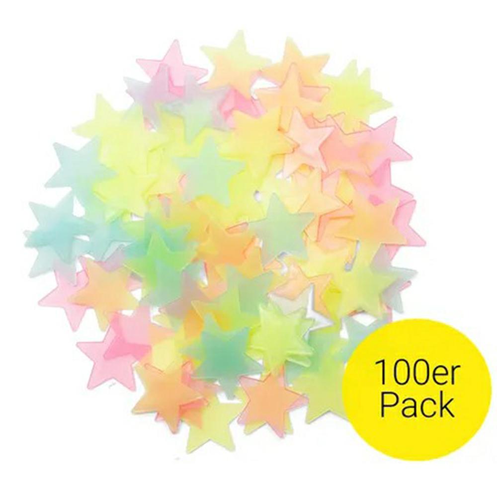100 Stück 3cm 3D Plastiksterne Leuchtende Wandaufkleber Schlafzimmer Party Klassenzimmer Selbstklebende Fluoreszierende Dekoration