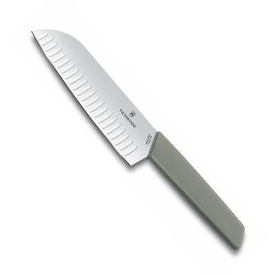 Faca Santoku VICTORINOX com Sulcos 17cm Oliveira Swiss Modern Faca Multiusos 6.9056.17K6B