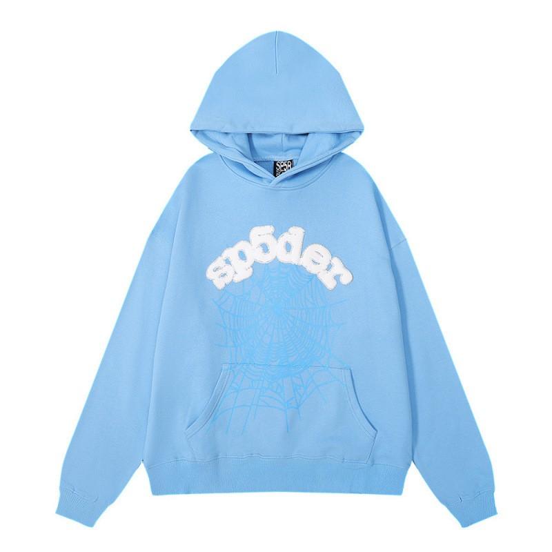 Sp5der Hoodie Unisex Oversized Cotton Pullover With Foil Letter Print Fall Casual Streetwear