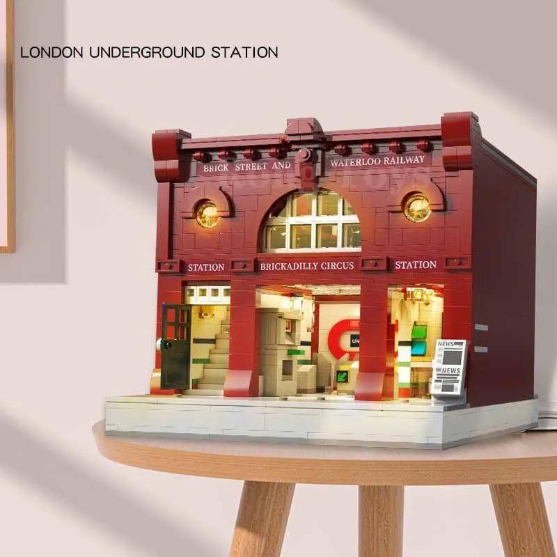 Street View London U-Bahn Station Ziegel Modell Verkehrshaus Retro Architektur Bausteine Spielzeug Geschenk