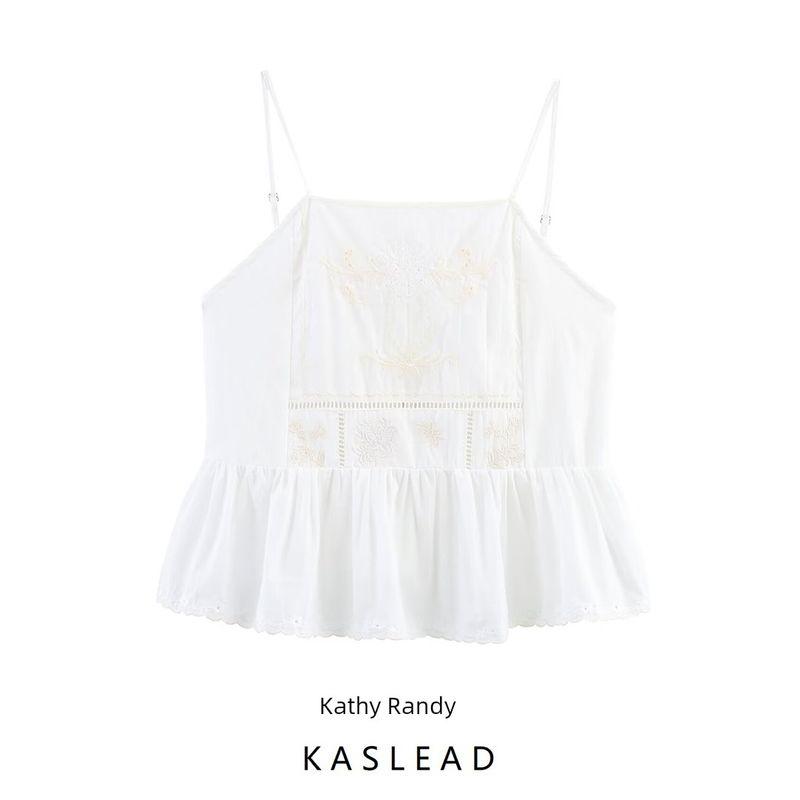 Kaslead New Women Clothes Western Style Fashion Bowknot Decoration Embroidery Flower Top 0881049