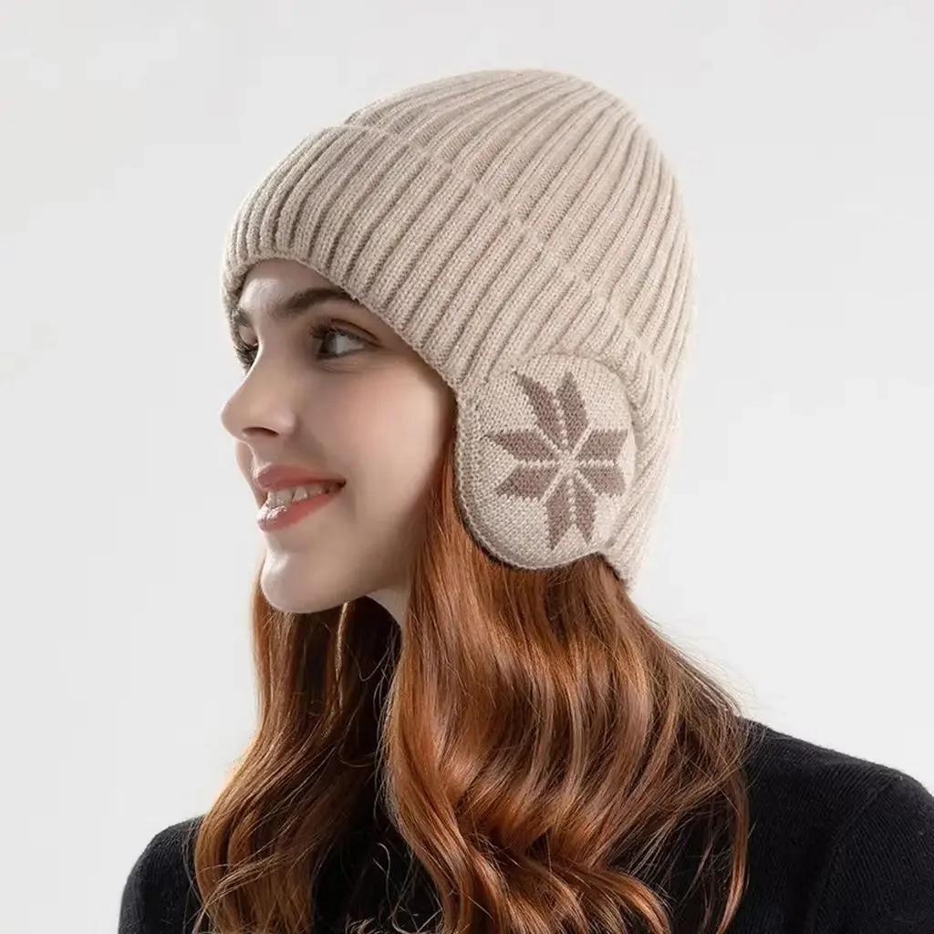Unisex Männer Frauen Winter Warm Plüsch Gestrickt Benines Schnee Mode Skullies Mütze Neu Outdoor Kälteschutz Ohrenschutz Wollmützen
