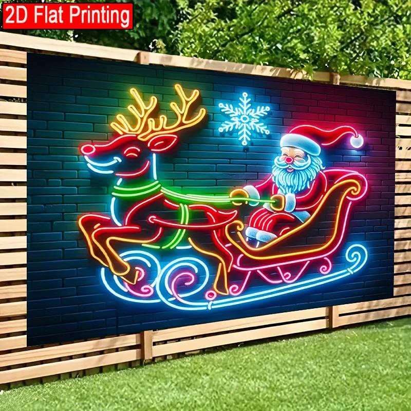 2D plane, 1pc 2D plane decoration Santa Claus and reindeer sleigh banner - terrace decoration banner, 2D plane