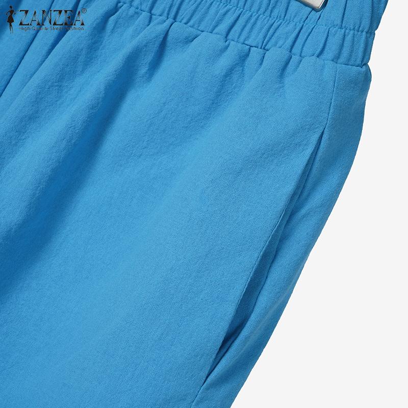 ZANZEA Women Short Sleeve Blouse and Shorts Summer Two Piece Suit Sets