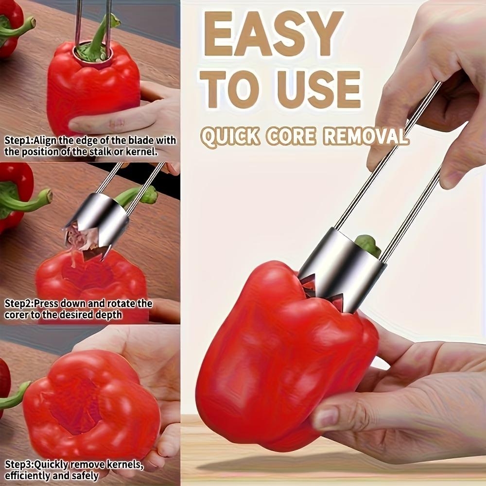 Stainless Steel Multi-Purpose Fruit Vegetable Corer Seed Remover Universal Kitchen Gadget for Apple Pear Tomato Bell Pepper