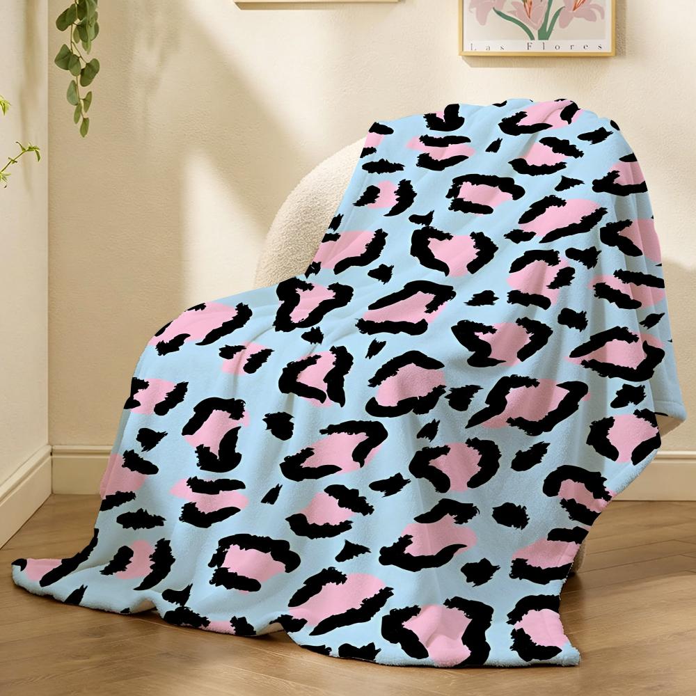 Leopard Print Throw Lightweight 240g Flannel Blanket Soft Skin-friendly for Summer Cooling