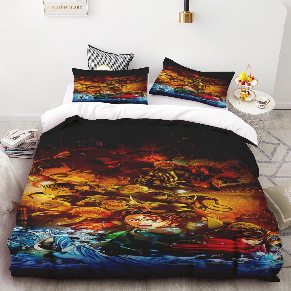 Duvet Cover Anime Demon Slayer Duvet Cover Comforter Bed Anime Polyester Bedding Set Duvet Cover Set Printed Cartoon Home Decor