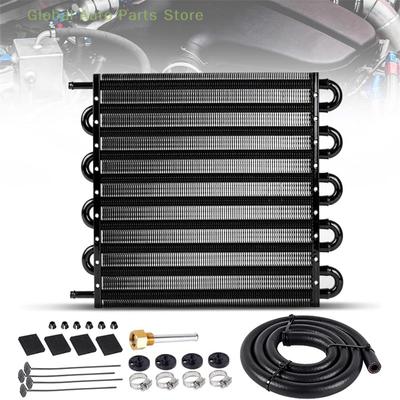 6/8/10 Rij Transmissieoliekoeler Kit Universele Aluminium Motorolie Radiator Converter Met Slang Montagekit