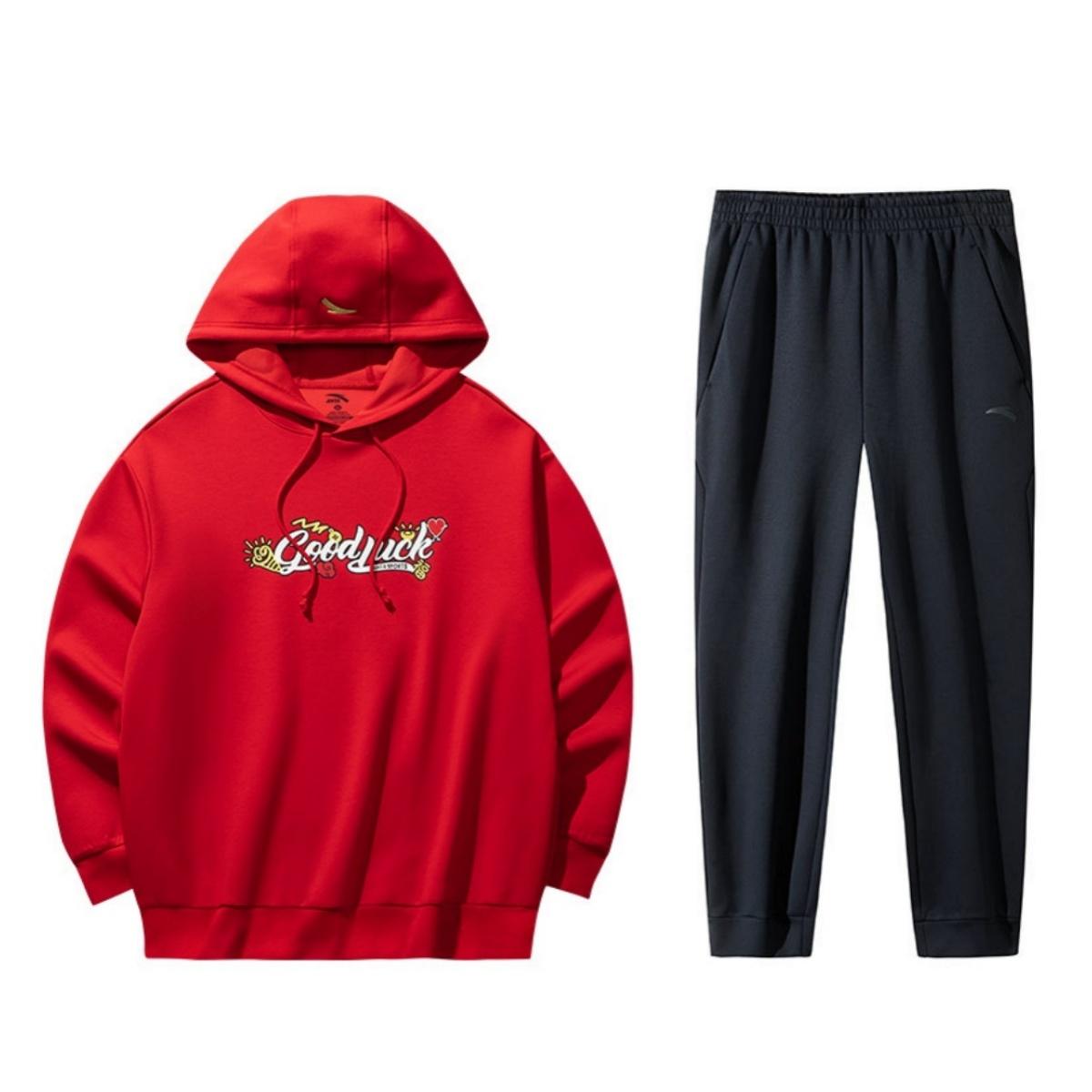 

Комплект худи и длинных брюк Anta простого однотонного цвета с принтом в виде букв для мужчин, спортивная одежда 952518703-4+152447325N-2 XXL