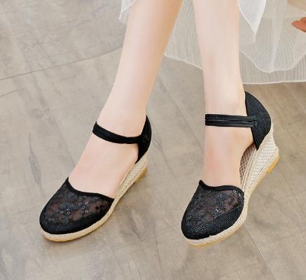 Heeled Sandals Women Wedges Espadrilles Summer Shoes Ladies Comfort Casual Closed Toe Sandal Pumps Heels Party Shoes Footwear