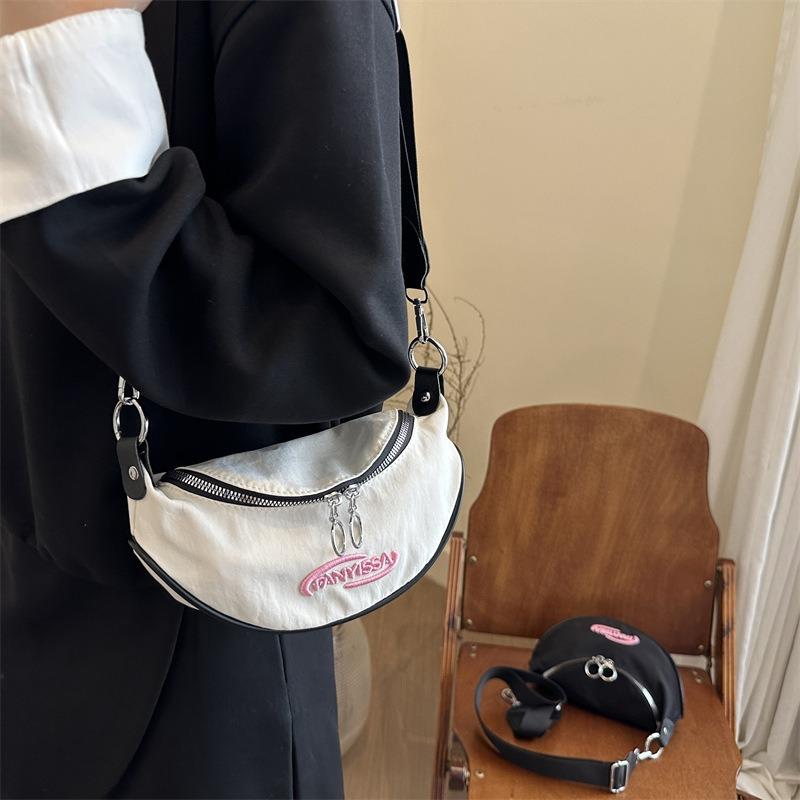 Simple Letter Calico Bag Dumpling Bag New Solid Color Casual Versatile Shoulder Messenger Bag