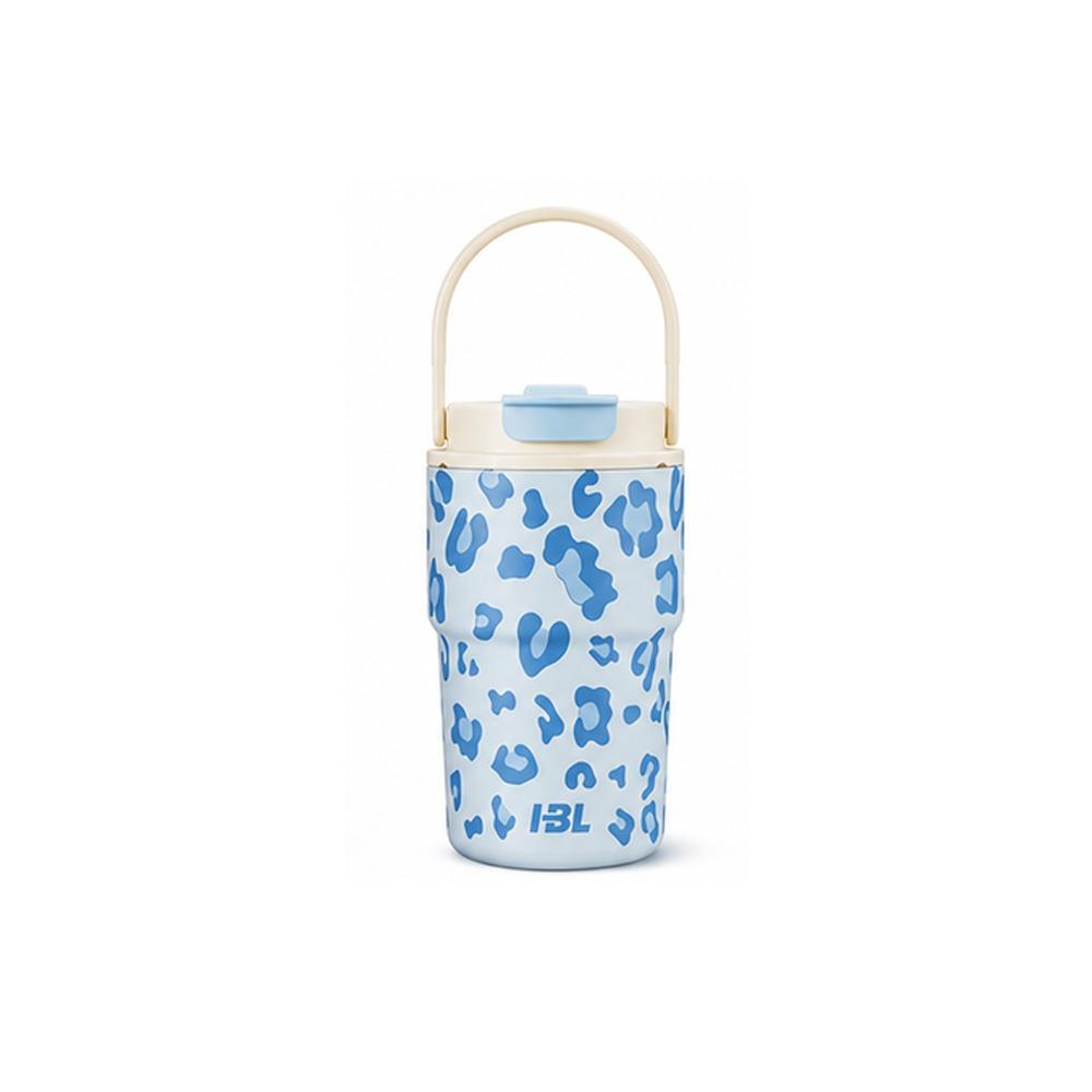 Dual Drinking Lid Insulated Water Bottle Leopard Print Portable Thermal Flask School Use
