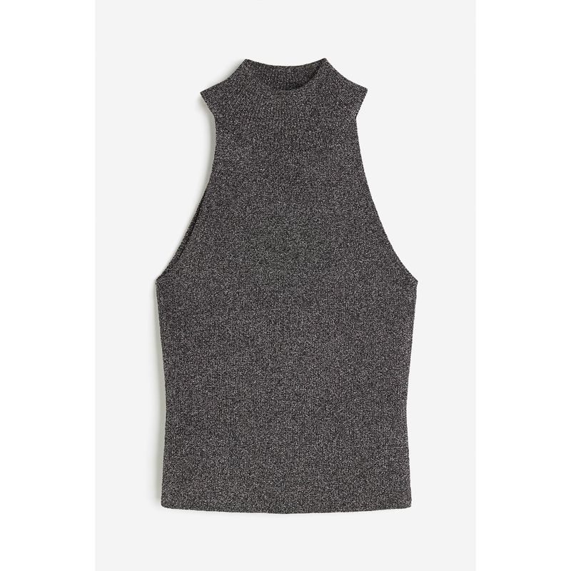 

HM Women s Knitting Vest Autumn Soft Inner Wear Bright Silk Turtleneck Base Top 1201819 Black/Silver 165/96A