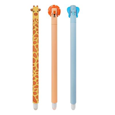 3 Pcs Erasable Gel Pens Cartoon Animal Rollerball Pens 0.5mm Black Ink Refillable Pens for Girls Boys Office School Supplies