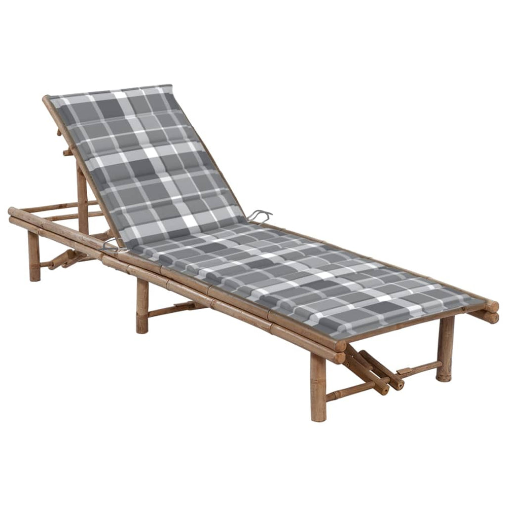 Chaise longue de jardin avec coussin Bambou