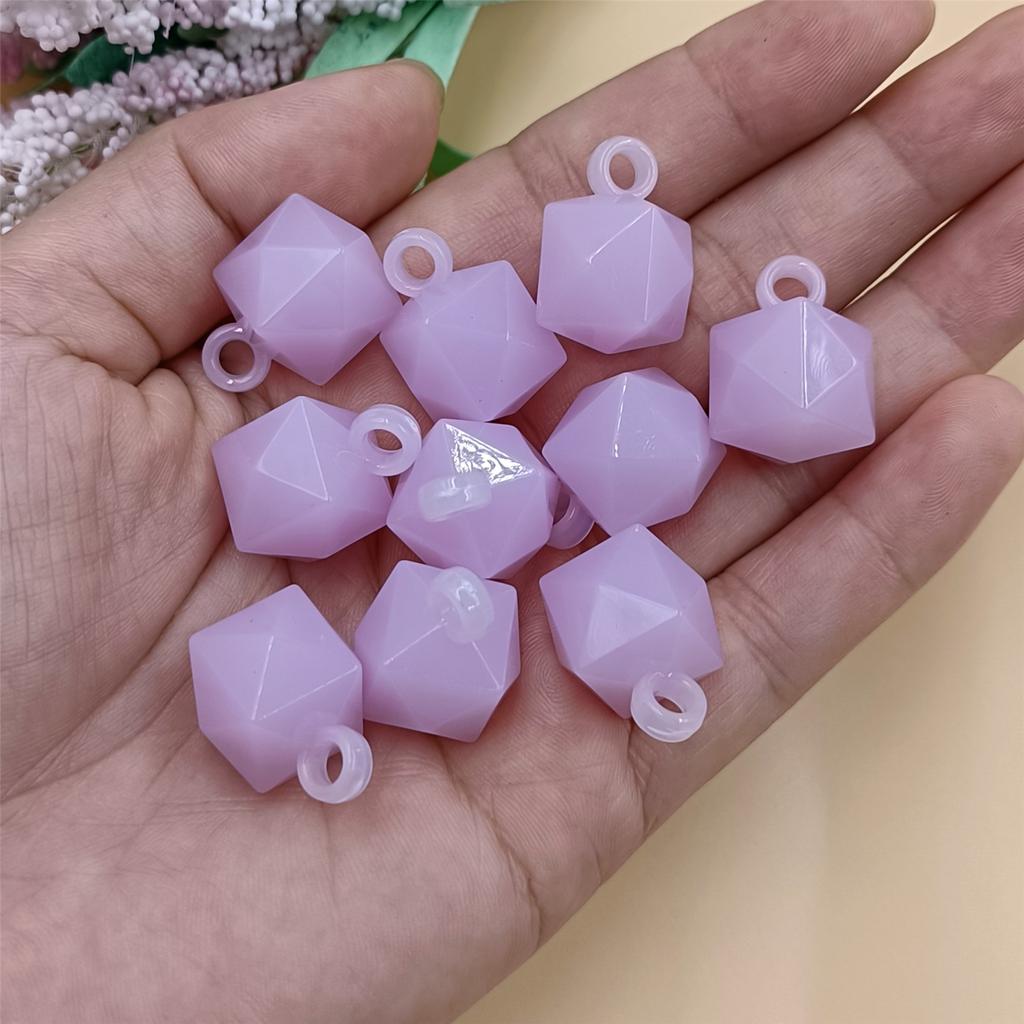 Home Party Supplies Beaded Colored Mobile PhoneChain Jewelry 10pcs 16 * 21mm Polyhedral cube Loose Bead Car Key Chain Acrylic Hanging Hole