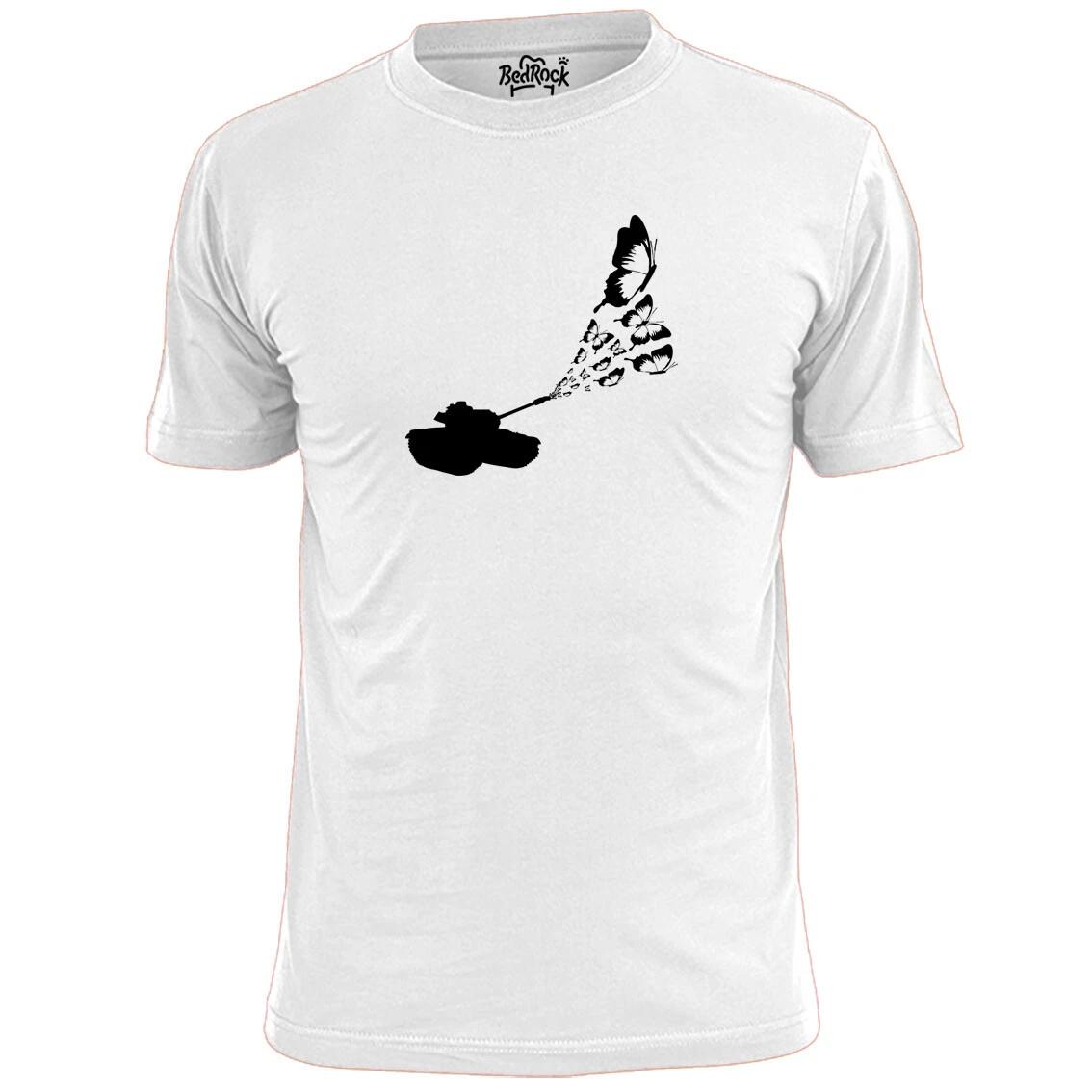 Mens Tank Shooting Butterflies T shirt Peace Anti War Military 2XL