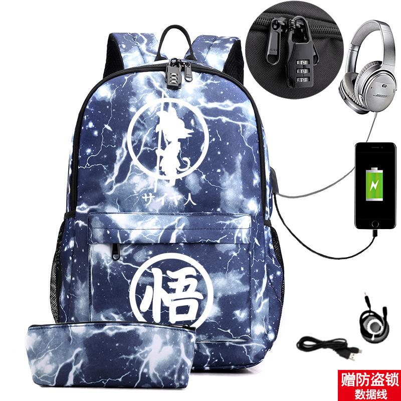 Animation Peripheral Cool Trend Schoolbag Multi-Function Usb Large Capacity Backpack Student Pencil Case Set