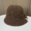 Sweet Bow Knitted Bucket Hat Women's Autumn and Winter Advanced Sense Warm Ear Protector Basin Hat Rear Split Bucket Hat