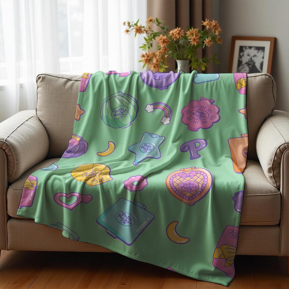 Cute Orange Moon Ghost Cartoon Anime Print Flannel Blanket Soft Warm Throw for Kids Bedroom Sofa Christmas Office Car