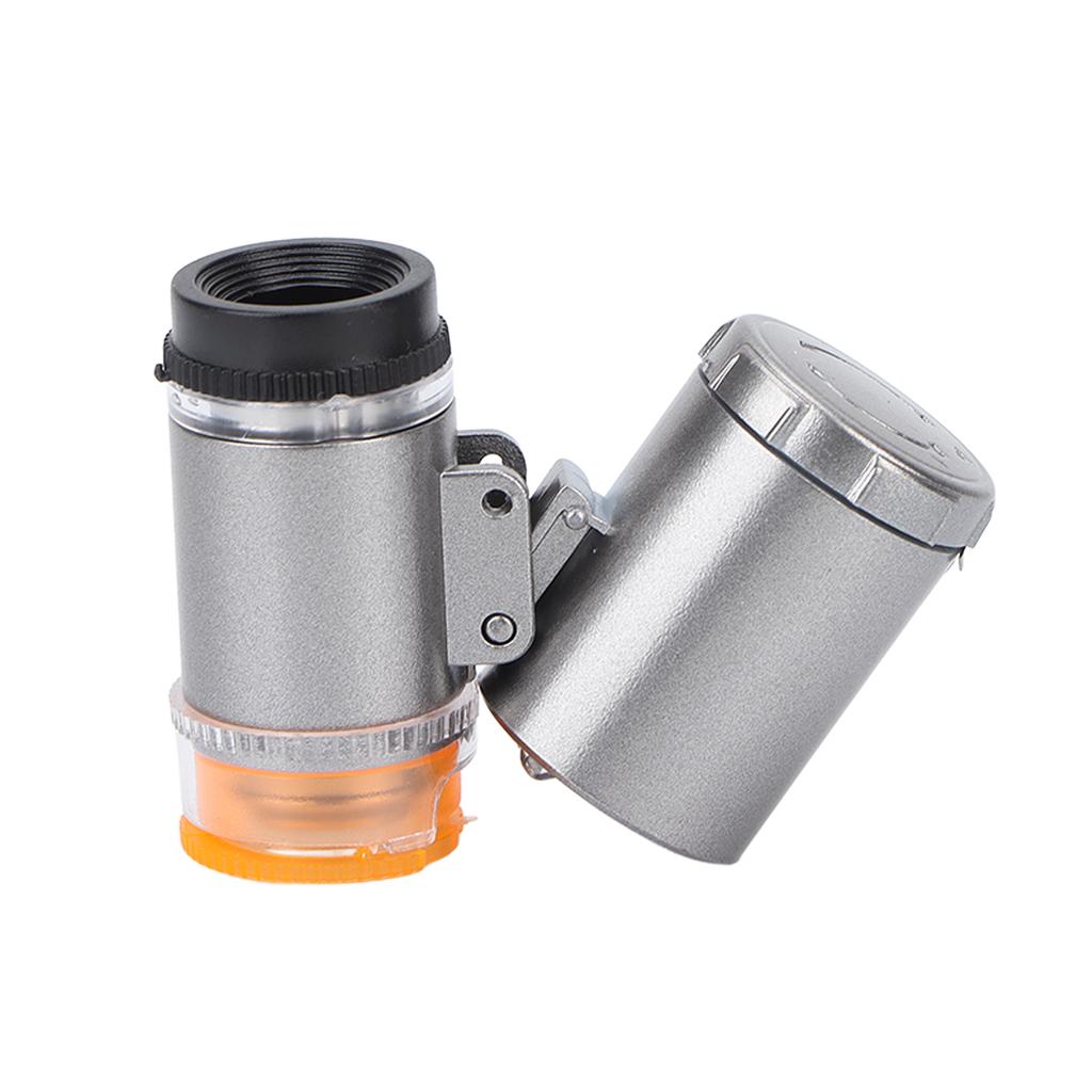 Pocket Microscope 60X Magnification 2 LED Lights 1 UV Light Wide Application Durable ABS Acrylic Portable Microscope